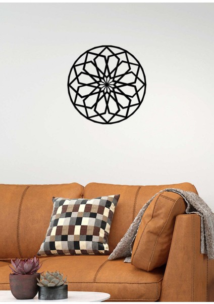 - Geometric Flower Metal Duvar Tablosu - Ev Duvar Dekorasyonu - 50 X 50 - Cm -Siyah - Deco-050 modelleri