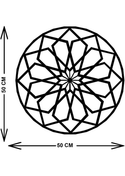 - Geometric Flower Metal Duvar Tablosu - Ev Duvar Dekorasyonu - 50 X 50 - Cm -Siyah - Deco-050 indirimleri