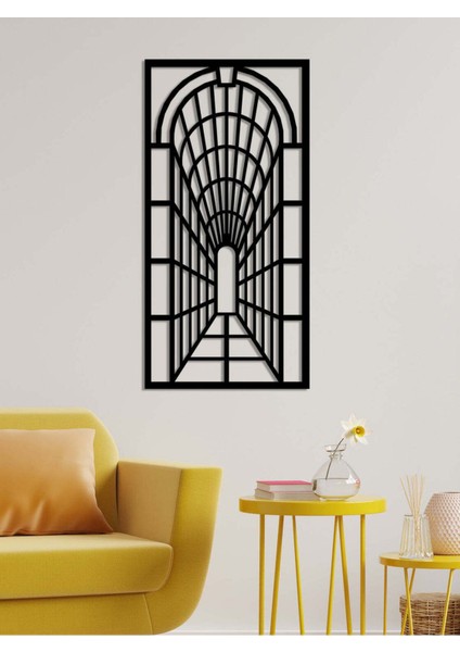 - Vintage Perspektif Metal Duvar Tablosu - Ev Duvar Dekorasyonu - 90 X 45 - Cm -Siyah - Deco-099