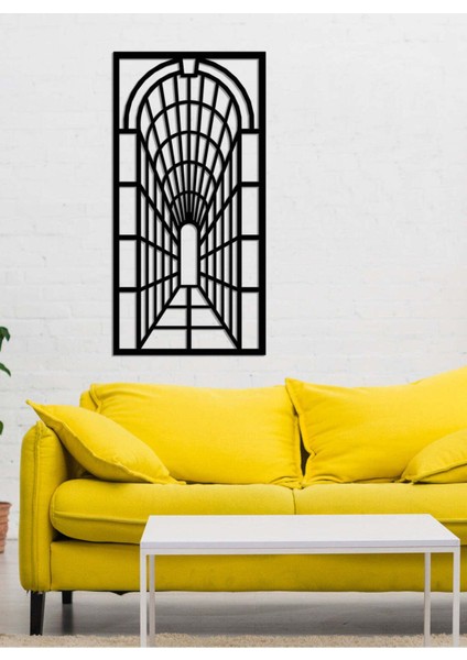 - Vintage Perspektif Metal Duvar Tablosu - Ev Duvar Dekorasyonu - 90 X 45 - Cm -Siyah - Deco-099
