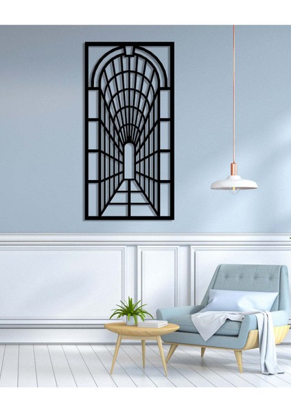- Vintage Perspektif Metal Duvar Tablosu - Ev Duvar Dekorasyonu - 90 X 45 - Cm -Siyah - Deco-099