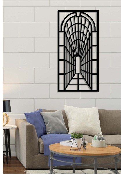 - Vintage Perspektif Metal Duvar Tablosu - Ev Duvar Dekorasyonu - 90 X 45 - Cm -Siyah - Deco-099