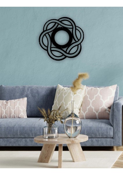 - Dairesel Çiçek Metal Duvar Tablosu - Ev Duvar Dekorasyonu - 50 X 48 - Cm -Siyah - Deco-113 fırsatları