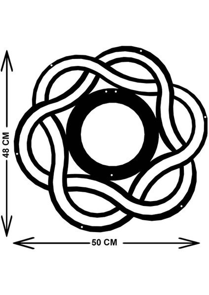 - Dairesel Çiçek Metal Duvar Tablosu - Ev Duvar Dekorasyonu - 50 X 48 - Cm -Siyah - Deco-113 indirimleri