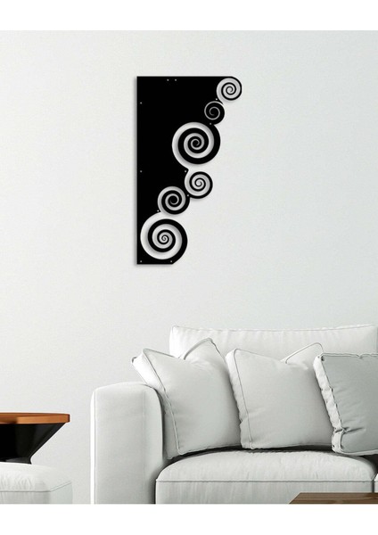 - Kıvırcık Dalgalar Metal Duvar Tablosu - Ev Duvar Dekorasyonu - 60 X 34 - Cm -Siyah - Deco-132