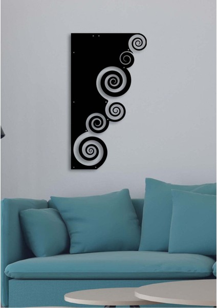 - Kıvırcık Dalgalar Metal Duvar Tablosu - Ev Duvar Dekorasyonu - 60 X 34 - Cm -Siyah - Deco-132 modelleri
