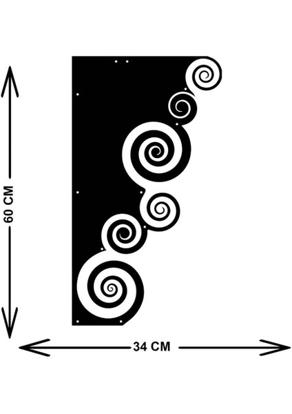 - Kıvırcık Dalgalar Metal Duvar Tablosu - Ev Duvar Dekorasyonu - 60 X 34 - Cm -Siyah - Deco-132 indirimleri