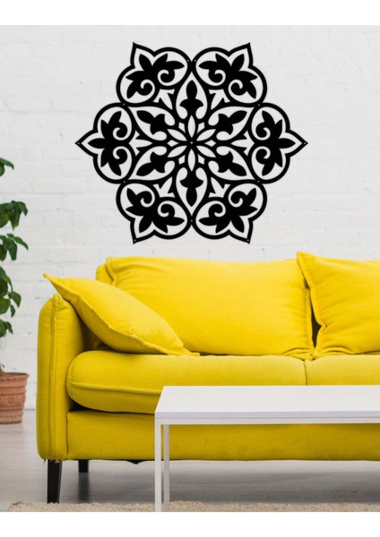 - Çiçeksi Mandala Metal Duvar Tablosu - Ev Duvar Dekorasyonu - 70 X 60 - Cm -Siyah - Deco-144 fırsatları