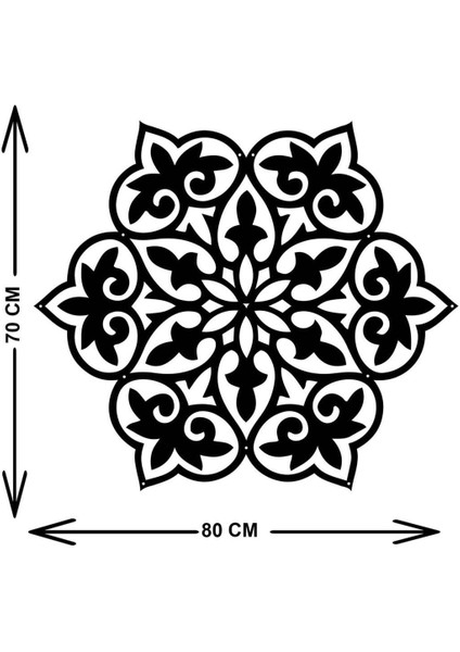 - Çiçeksi Mandala Metal Duvar Tablosu - Ev Duvar Dekorasyonu - 70 X 60 - Cm -Siyah - Deco-144 indirimleri