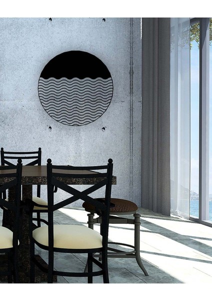 - Sea Waves Metal Duvar Tablosu - Ev Duvar Dekorasyonu - 50 X 50 - Cm -Siyah - Deco-017
