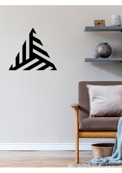 - Prism Triangle Metal Duvar Tablosu - Ev Duvar Dekorasyonu - 50 X 44 - Cm -Siyah - Deco-071