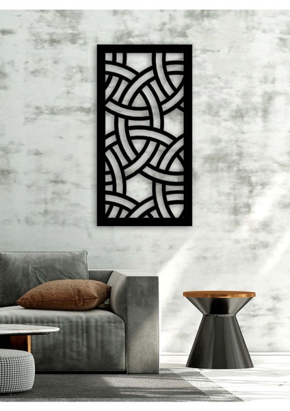 - Geometric Line Metal Duvar Tablosu - Ev Duvar Dekorasyonu - 80 X 53 - Cm -Siyah - Deco-072