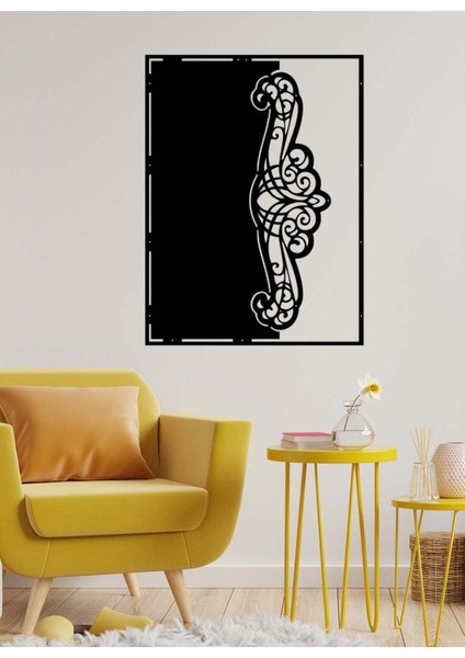 - Çiçeksi Oriantel Metal Duvar Tablosu - Ev Duvar Dekorasyonu - 70 X 53 - Cm -Siyah - Deco-136 fırsatları