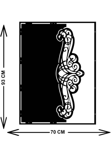 - Çiçeksi Oriantel Metal Duvar Tablosu - Ev Duvar Dekorasyonu - 70 X 53 - Cm -Siyah - Deco-136 indirimleri