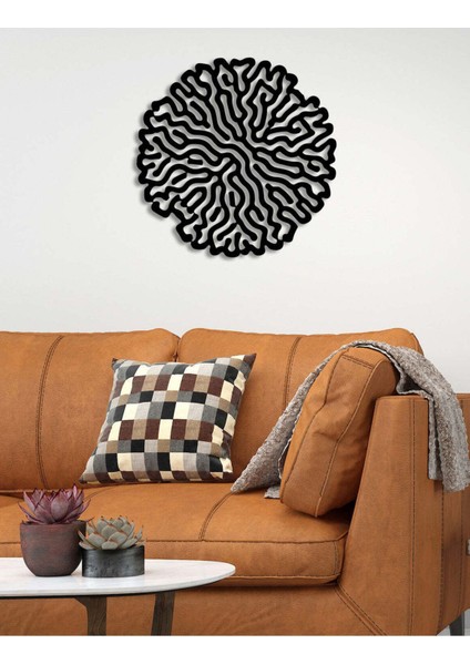 - Brain Circle Metal Duvar Tablosu - Ev Duvar Dekorasyonu - 60 X 60 - Cm -Siyah - Deco-069