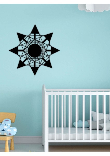 - Complex Star Metal Duvar Tablosu - Ev Duvar Dekorasyonu - 65 X 65 - Cm -Siyah - Deco-165
