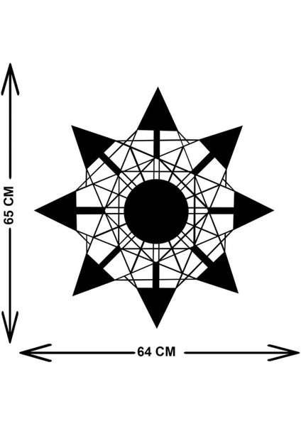 - Complex Star Metal Duvar Tablosu - Ev Duvar Dekorasyonu - 65 X 65 - Cm -Siyah - Deco-165 indirimleri