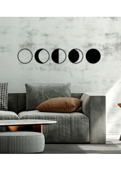 - Ay'ın Evreleri Metal Duvar Tablosu - Ev Duvar Dekorasyonu - 40 X 200 - Cm -Siyah - Deco-175 modelleri