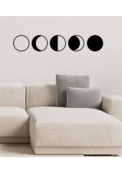 - Ay'ın Evreleri Metal Duvar Tablosu - Ev Duvar Dekorasyonu - 40 X 200 - Cm -Siyah - Deco-175 fırsatları