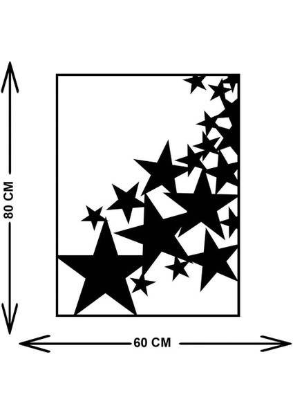 - Yıldız Şöleni Metal Duvar Tablosu - Ev Duvar Dekorasyonu - 55 X 75 - Cm -Siyah - Deco-054