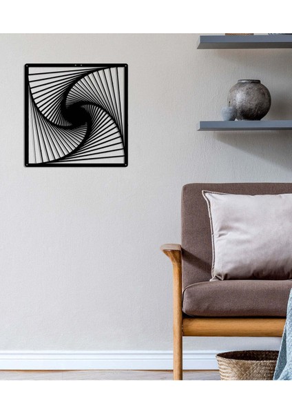 - Twisted Lines Metal Duvar Tablosu - Ev Duvar Dekorasyonu - 45 X 45 - Cm -Siyah - Deco-107