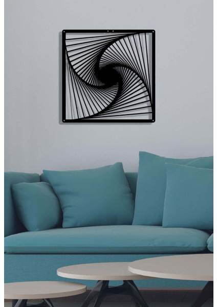 - Twisted Lines Metal Duvar Tablosu - Ev Duvar Dekorasyonu - 45 X 45 - Cm -Siyah - Deco-107 modelleri