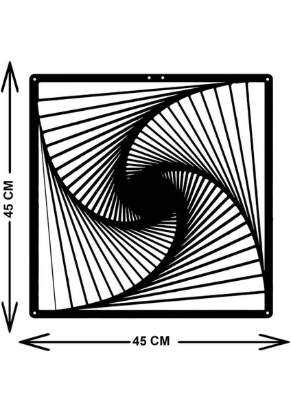 - Twisted Lines Metal Duvar Tablosu - Ev Duvar Dekorasyonu - 45 X 45 - Cm -Siyah - Deco-107 indirimleri