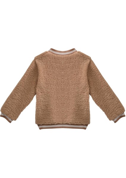 Erkek Bebek Nakış Detaylı Peluş Mont - Bej fiyatları