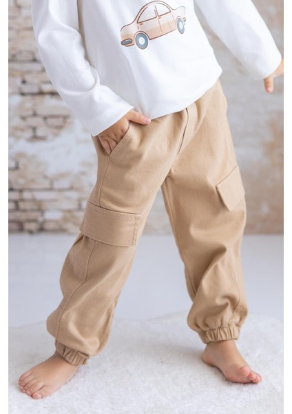 Erkek Bebek Baskılı T-Shirt Gabardin Takım - Kahve fiyatları