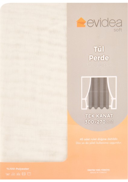 Soft Lilium Tül Perde - Krem - 300X270 cm modelleri