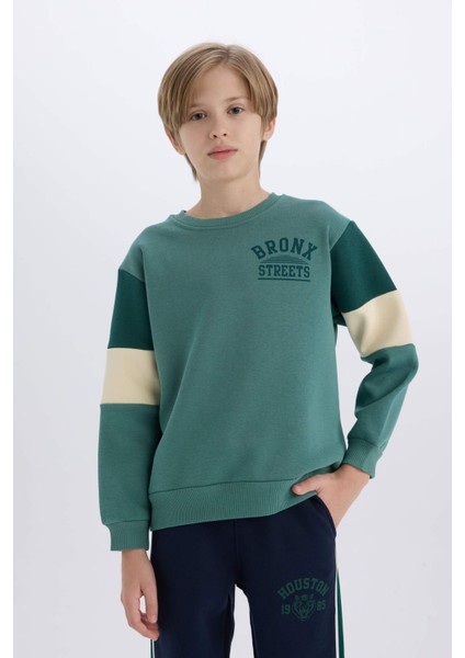 Erkek Çocuk Bisiklet Yaka Baskılı Sweatshirt D3059A824WN