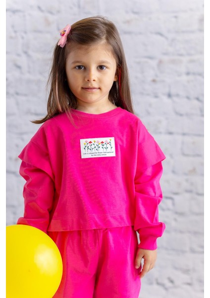 Kız Çocuk Kol Detaylı Sweatshirt - Fusya fiyatları