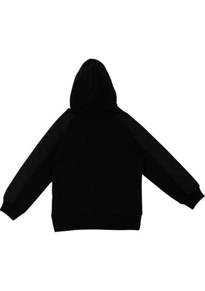 Kız Çocuk Reglan Kollu Baskı Detaylı Kapitoneli Sweatshirt - Siyah fırsatları