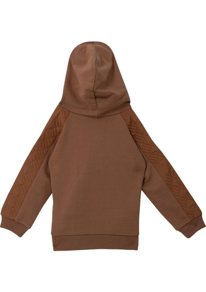 Kız Çocuk Reglan Kollu Baskı Detaylı Kapitoneli Sweatshirt - Kahverengi fiyatları