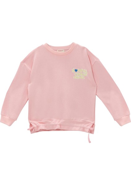Kız Çocuk Ön Arka Kalp Baskılı Sweatshirt - Pembe fırsatları