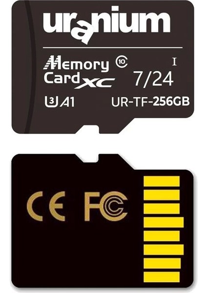 256 GB Uranıum UR-TF-256G Mıcro Sd Card U3 7/24 Surveıllance 100/50MBS Industrıal Hafıza Kartı (3 Yıl Garanti)