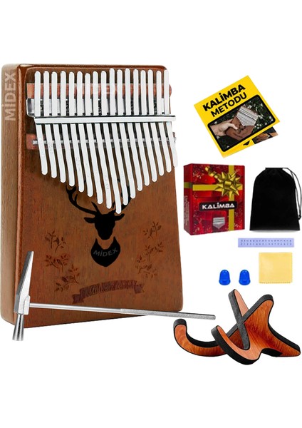 KLX-880-PAK Hakiki Ağaç Kalimba 17 Tuşlu Full Set (Stant ve Hediye Kutulu)