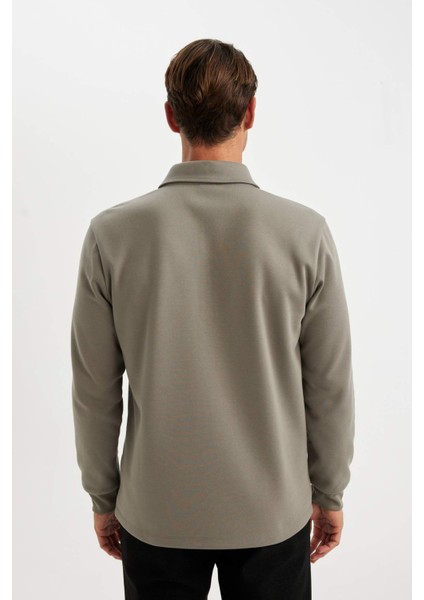 Regular Fit Polo Yaka Yarım Fermuarlı Basic Düz Sweatshirt D2279AX24AU