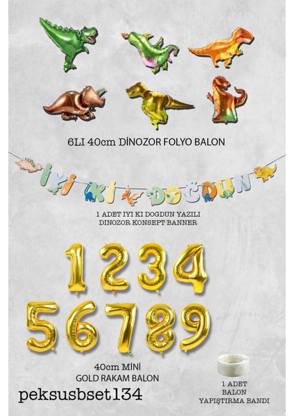Dinazor Tema Doğum Günü Balon Zinciri Seti Yaş Doğum Günü 6lı Dinozor Balon Banner Seti fiyatları