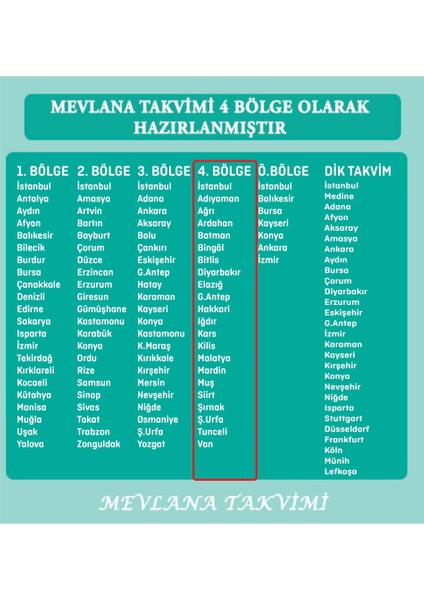 Mevlana Takvimi 2025 Yapraklı Blok Duvar Takvimi 4. Bölge