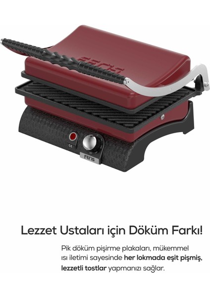 Döküm Tost Makinesi Bordo