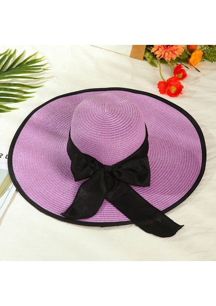 Plaj Şapkası Güneşlik Hasır Şapka Büyük Kenarlı Şapka (Yurt Dışından)