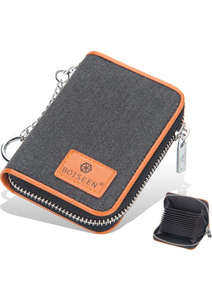 Tuval Erkek Kısa Akordeon Cüzdan Kart Tutucu Taze Çizilmeye Karşı Kenar Tatil Doğum Günü Hediyesi (Yurt Dışından)