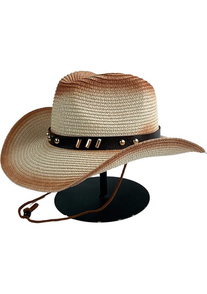 Edebi Tarzı Batı Kovboy Hasır Şapka Açık Kavisli Güneşlik Caz Şapka Erkekler (Yurt Dışından)