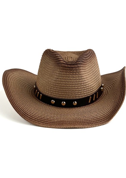 Edebi Tarzı Batı Kovboy Hasır Şapka Açık Kavisli Güneşlik Caz Şapka Erkekler (Yurt Dışından)