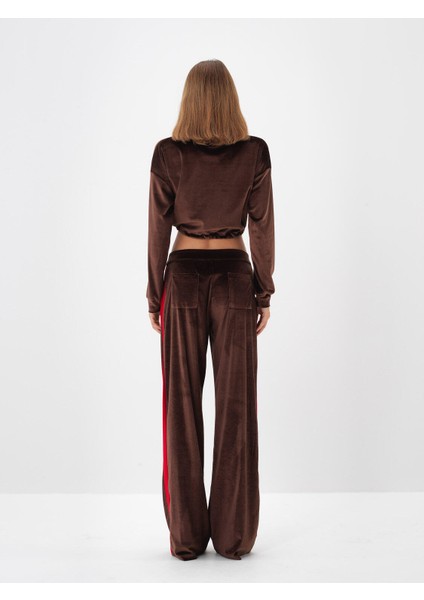 Kadın Kahverengi Lüks Dokulu Soft Kadife Oversize Sweatshirt fırsatları