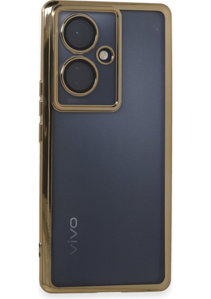 Vivo V29 Lite Kılıf Razer Lensli Silikon - Gold 13