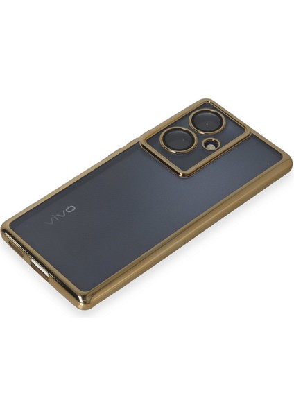 Vivo V29 Lite Kılıf Razer Lensli Silikon - Gold 13