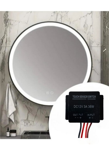 Siyah 12 Volt 3 Amper Dokunmatik (Touch) Ayna Arkası Sensör