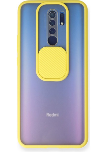 Xiaomi Redmi 9 Kılıf Palm Buzlu Kamera Sürgülü Silikon - Sarı 13